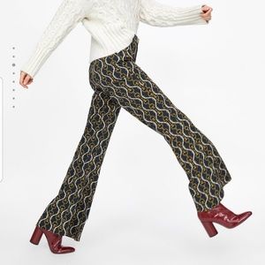 NWT Zara Flared Chain Print Pants